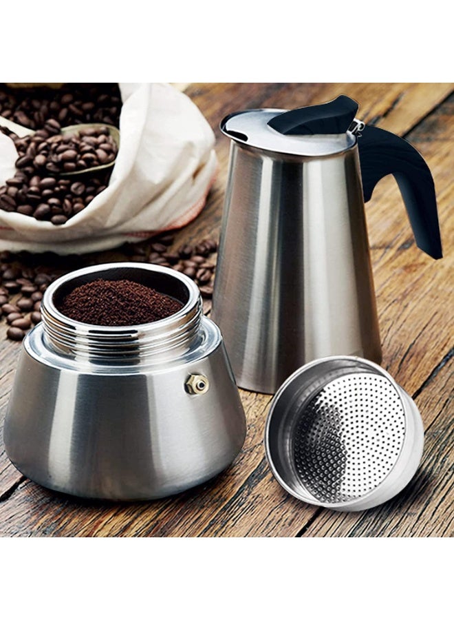 صانعة قهوة موكا على الموقد – 2 كوب – ستانلس ستيل عالي الجودة  - Image 4