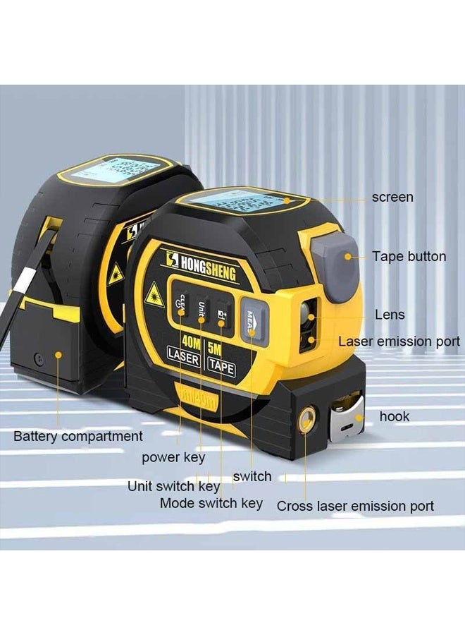 HongSheng 3-in-1 Laser Distance Meter with Digital Display,100 Metre Laser Measuring Distance, High Precision Infrared Laser, Steel Tape Measure & Corrosion Line Laser for Construction, DIY, Home Improvement, Laser Measuring Tool, Construction Equipment, Sleek Device, Durable Construction, Laser Distance Measure, Laser Measure Tape, Laser Tape Measure, Laser Measurer, Digital Laser Tape Measure, Tape Measure, Laser, Construction Laser Level, General Tool, Construction Tape Measure - Image 2