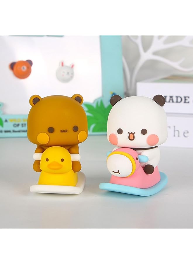 erorex Bubu Dudu Bobble Figure 4Pcs Panda Bear Kawaii Car Dashboard Decorations Cute Cartoon Statue For Car Interior Tabletop Ornament Office Desk Decor Gift For Car Home Tabletop Backpack - Image 5
