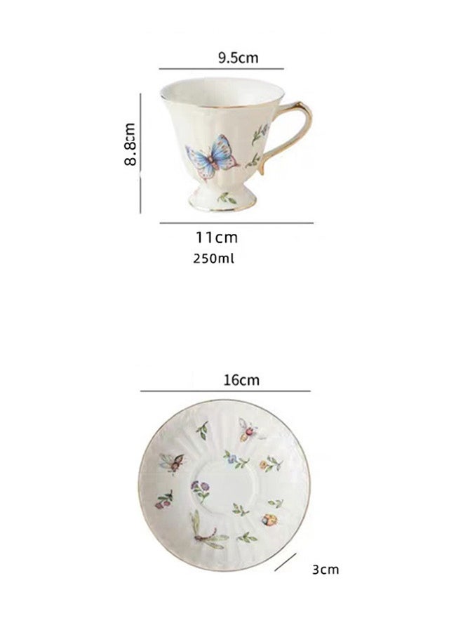 Aikenn Retro Ceramic Espresso Cups Coffee Mug Sets Vintage Flower Pattern Porcelain Cup and Saucer Sets for Coffee Tea(1 Cup 1 Saucer)  - Image 2