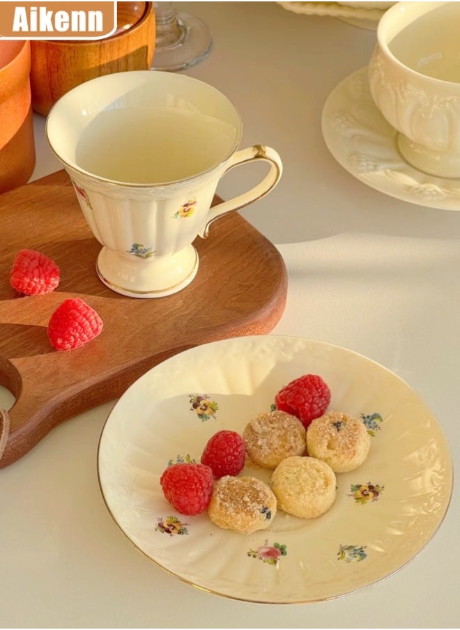 Aikenn Retro Ceramic Espresso Cups Coffee Mug Sets Vintage Flower Pattern Porcelain Cup and Saucer Sets for Coffee Tea(1 Cup 1 Saucer)  - Image 1