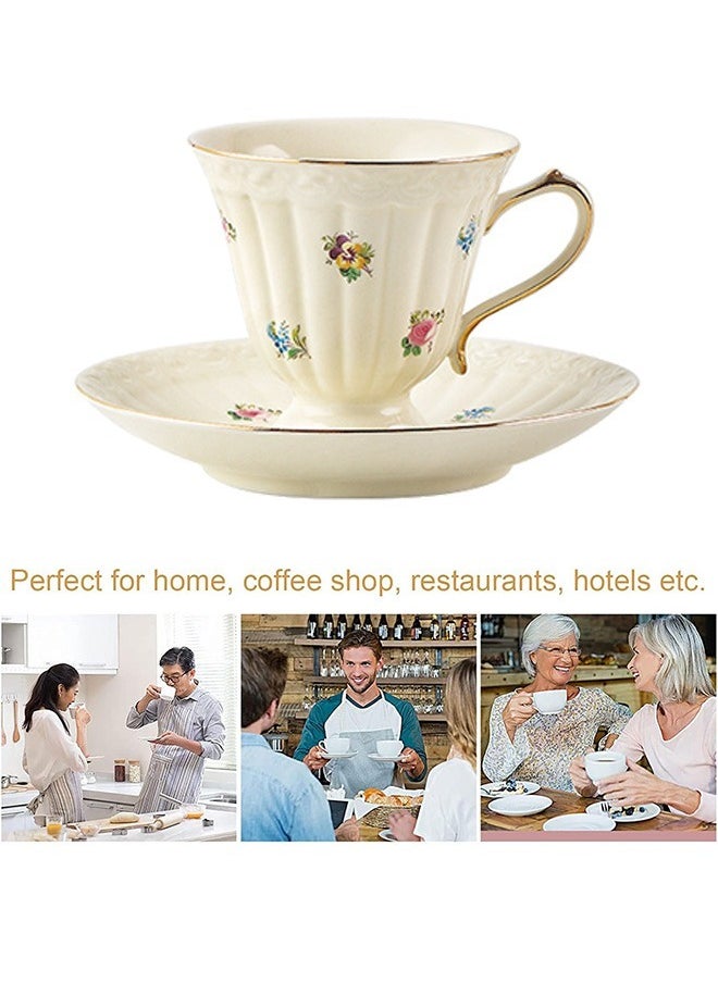 Aikenn Retro Ceramic Espresso Cups Coffee Mug Sets Vintage Flower Pattern Porcelain Cup and Saucer Sets for Coffee Tea(1 Cup 1 Saucer)  - Image 5