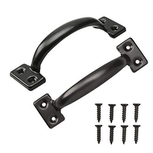 TamBee 2PCS 612 Inch Pulls Black Door Pull Handle Metal Kitchen Cabinets Furniture Wardrobe Medicine Handle in Black Door Hardware