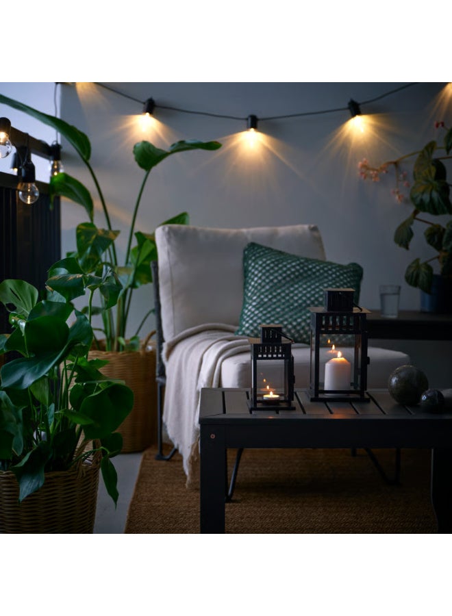 Tealight Lantern for Indoor and Outdoor Use, Black 20 cm Steel and Glass Decorative Lantern with Handle, Standing or Hanging Candle Holder for Home, Balcony, Garden and Table Decor - Image 3