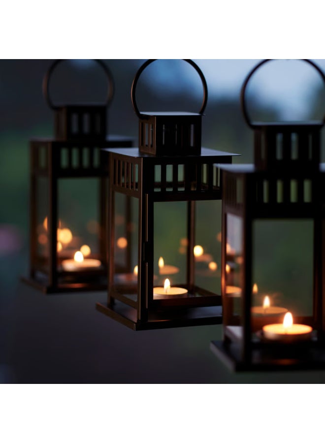 Tealight Lantern for Indoor and Outdoor Use, Black 20 cm Steel and Glass Decorative Lantern with Handle, Standing or Hanging Candle Holder for Home, Balcony, Garden and Table Decor - Image 4
