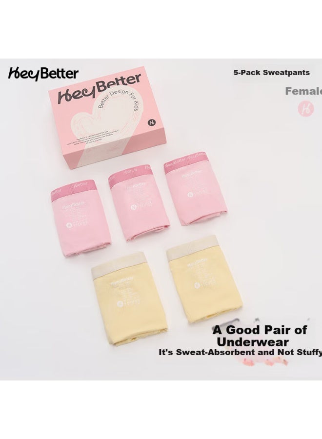 Heybetter Children'S Sweat-Wicking Underwear, New Style, Double Antibacterial, Breathable, No Pinching, Skin Pink/Pear Yellow, Size 160 - Image 1