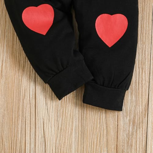 ODIMAME My 1St Valentines Baby Boy Outfits 12-18 Months Infant Romper Clothes Pants Set Cute Hat Black 100cm - Image 5