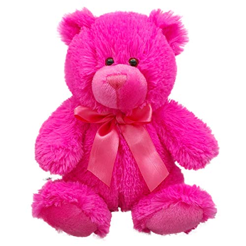 Anico 8 Hot Pink Teddy Bear Bright Pink Bear Soft Plush Small Bear Perfect for Kids Birthdays Holidays and More - Image 1