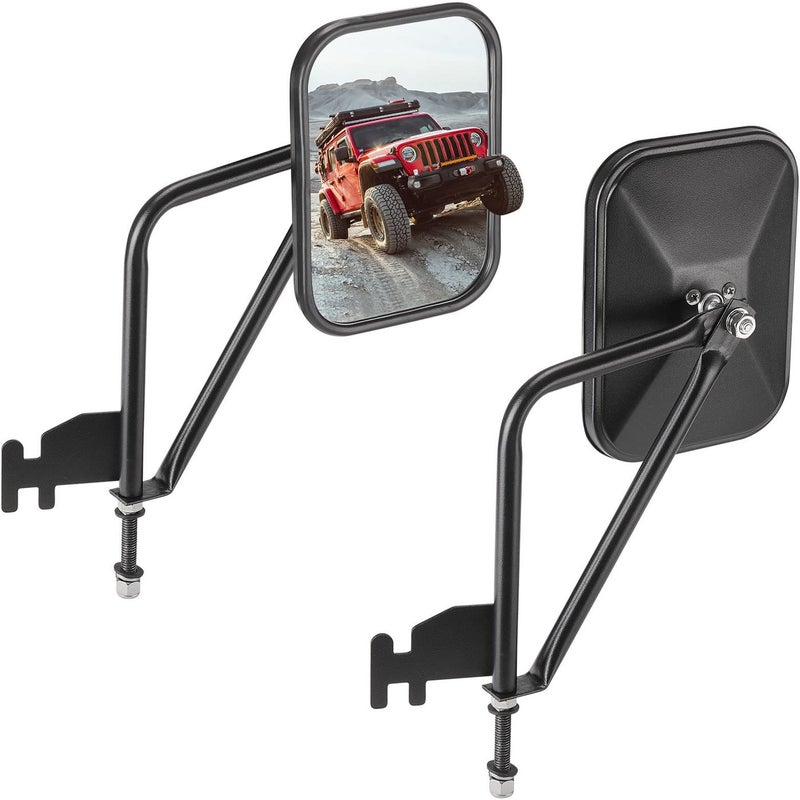 QMPARTS Mirrors Doors Off for Wrangler JK JKU JL JLU Gladiator 20072025 No Vibrate Wobble Wide Vision EasyInstall Doorless Side Quick Release Mirrors for Safe Doors Off Driving