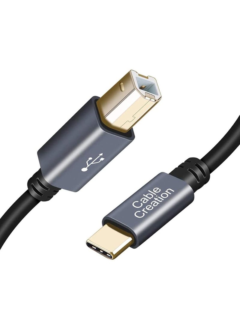 كايبل كرييشن USB B إلى USB C كابل طابعة 3.3 قدم، كابل طابعة لماك بوك برو، إير، كابل MIDI لبيانو ياماها وكاسيو الرقمي وحدة تحكم MIDI وDJ، 1 متر رمادي فاتح - Image 1