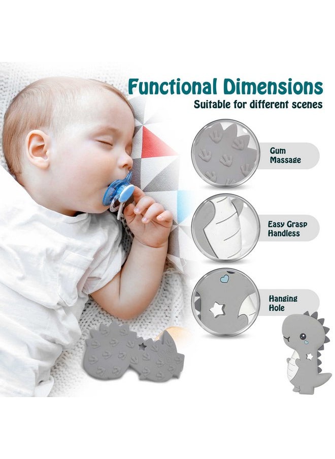 Bebe Mondo - Teething Toys 3-6 Months, Teethers for Babies 3-6 6-12 Months for Teething Relief, Baby Teether Teething Toys 100% Silicone, Newborn Infant Sensory Baby Toys 0-6 Months,bebe mondo (Dino) - Image 1