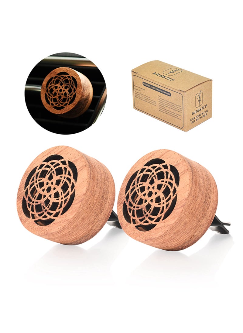 KILOSTEP Essential Oil Car Diffuser 2 PCS Car Aromatherapy Wood Diffuser with Vent Clip 