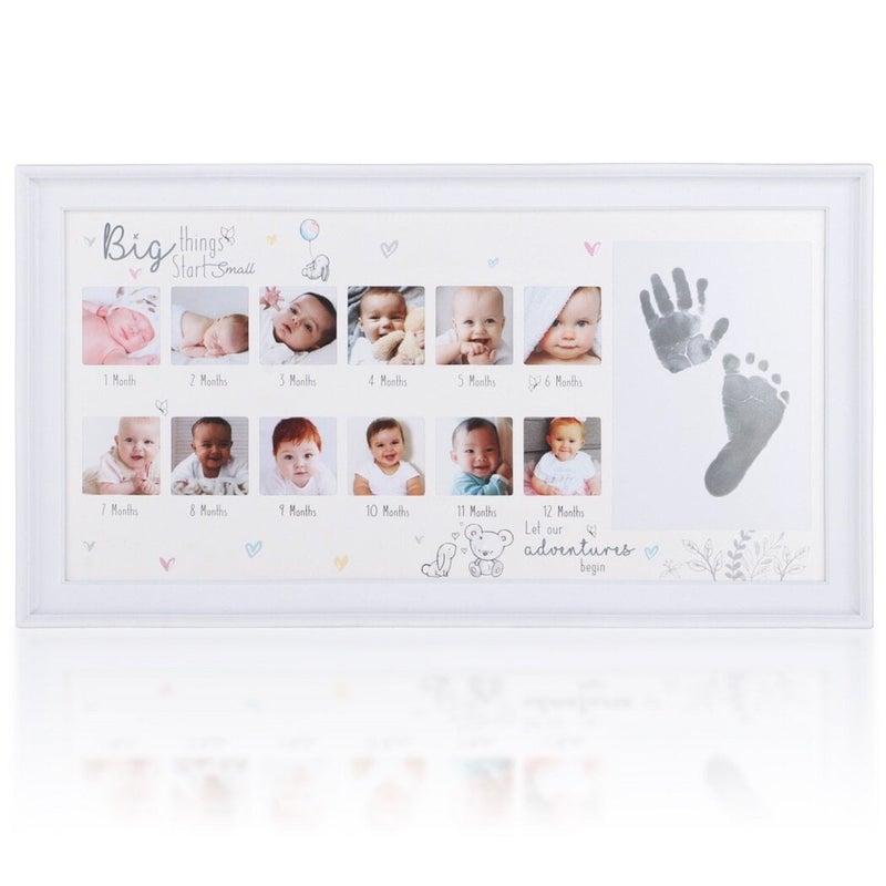 Newborn Baby Picture Frame, Baby Hand and Footprint Kit, My First Year Baby Picture Frame for Photo Memories, 12 Months Newborn Keepsake Frame, Baby Shower Gift for Boys Girls - Image 1