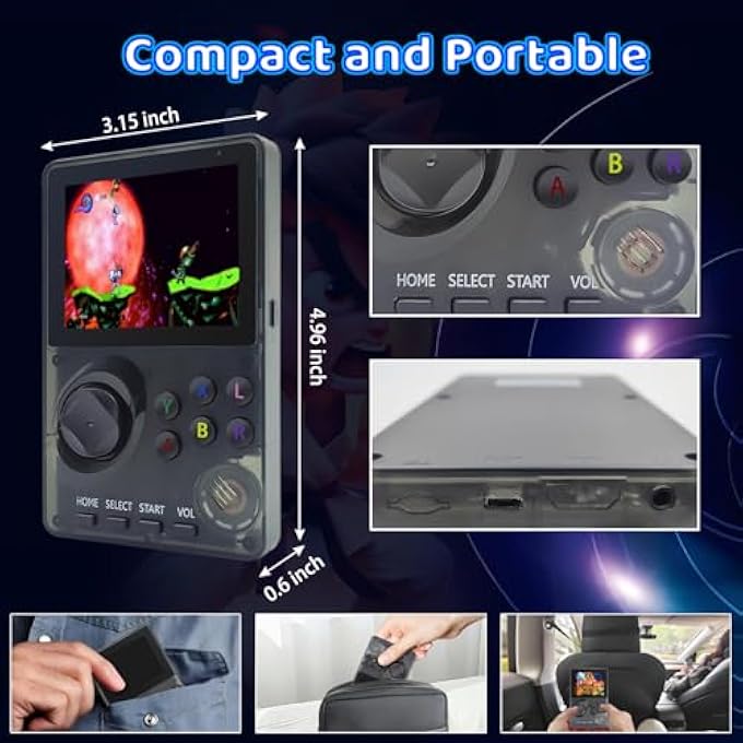 KIDS HANDHELD RETRO GAME CONSOLE PRE-LOADED 100 CLASSIC 16-BIT GAMES, HANDHELD VIDEO GAMING CONSOLE WITH 2.8" COLOR SCREEN, RECHARGEABLE BATTERY, HANDHELD GAME FOR BOYS GIRLS (TRANSPARENT GREY) - Image 4