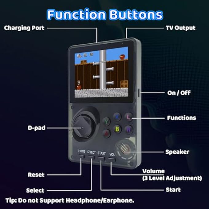 KIDS HANDHELD RETRO GAME CONSOLE PRE-LOADED 100 CLASSIC 16-BIT GAMES, HANDHELD VIDEO GAMING CONSOLE WITH 2.8" COLOR SCREEN, RECHARGEABLE BATTERY, HANDHELD GAME FOR BOYS GIRLS (TRANSPARENT GREY) - Image 5