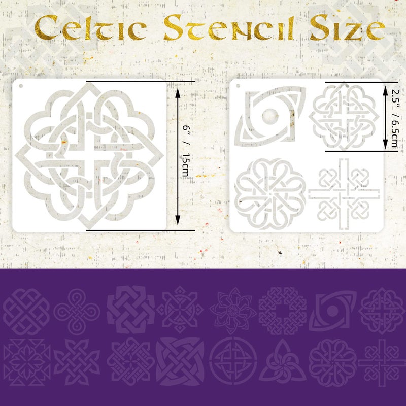 neglex 20PCS Celtic Stencils, Celtic Triquetra Knot Stencil, 6 X 6 Inch Reusable Mylar Stencils for Crafts and Decorations, Viking Template for Painting On Wood, Canvas, Fabric, Floor, Wall, and Tile - Image 2