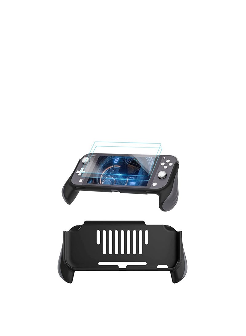Hand Grip Compatible with Nintendo Switch Lite, Ergonomic Comfort Handheld Protective Case Portable Cover Accessories for Nintendo Switch Lite with 2 Glass Screen Protectors and Thumb Caps - Image 1
