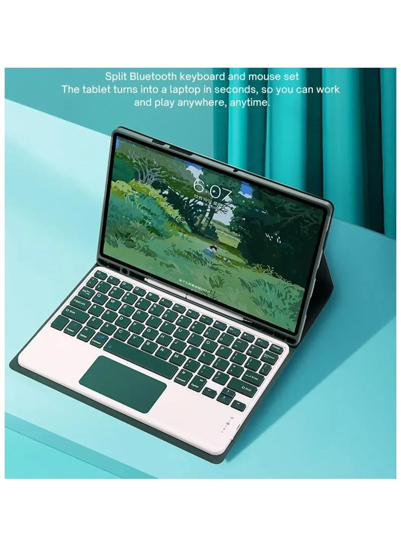 **لوحة مفاتيح عربي وإنجليزي مع لوحة لمس، متوافقة مع جهاز Samsung Galaxy Tab S11 Ultra 14.6 بوصة 2025 (SM-X930/X936B) - لوحة مفاتيح بإضاءة خلفية، لوحة لمس متعددة اللمس، حافظة قابلة للطي مع حامل.** - Image 2