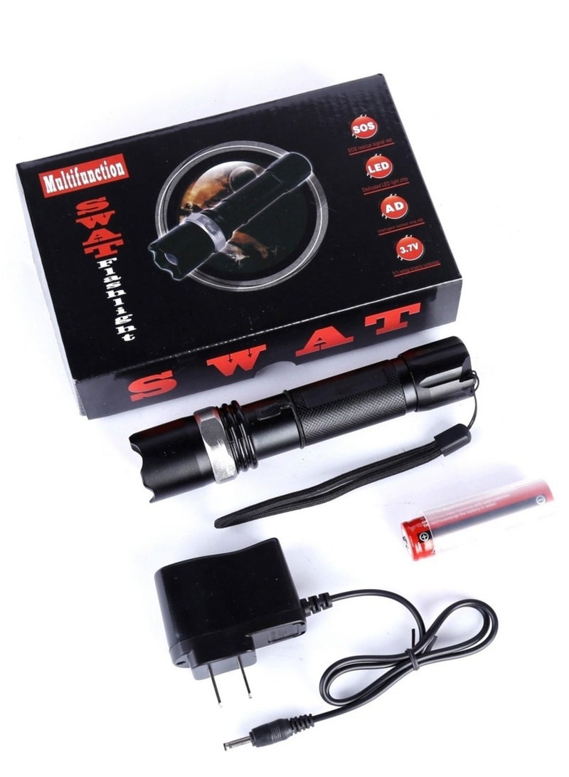 EXCLIFE Multifunctional household portable flashlight LED rechargeable zoom aluminum alloy outdoor waterproof strong light flashlight - Image 5