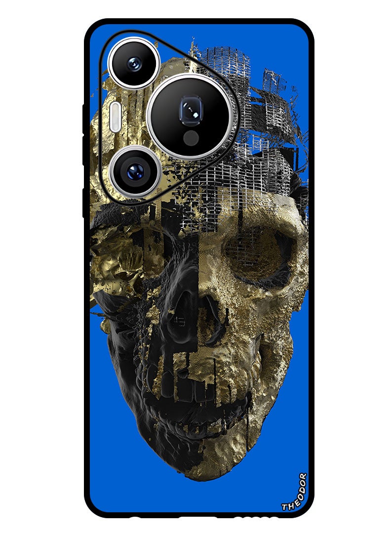 Theodor Protective Case Anti Scratch Shock Proof Bumper Cover For Huawei Pura 70 Pro Plus Skull Art Golden - Image 1