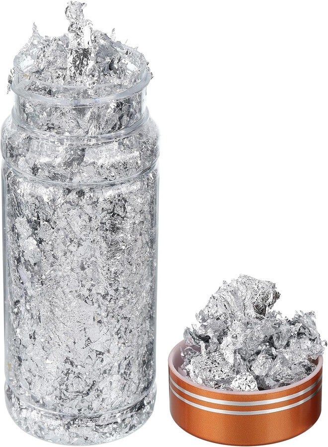 ASK VARK WALA Silver Flakes, 5g Silver Resin Foil Metallic Nail Flakes Imitation Silver Leaf for Craft Painting Jewelry Making Resin, Silver - Image 1