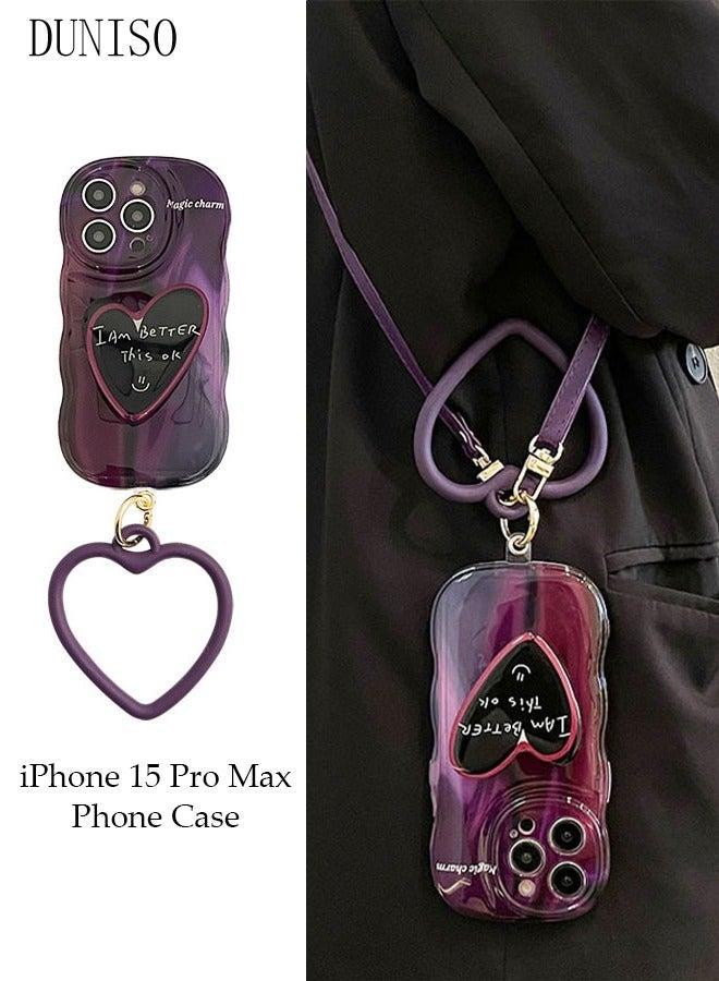 DUNISO iPhone 15 Pro MAX Phone Case 6.7" Full Body Protective Phone Cover With Crossbody Strap Anti-fall Phone Case Built-in Screen and Camera Protector For Apple 15 Pro MAX Phone Case - Image 1