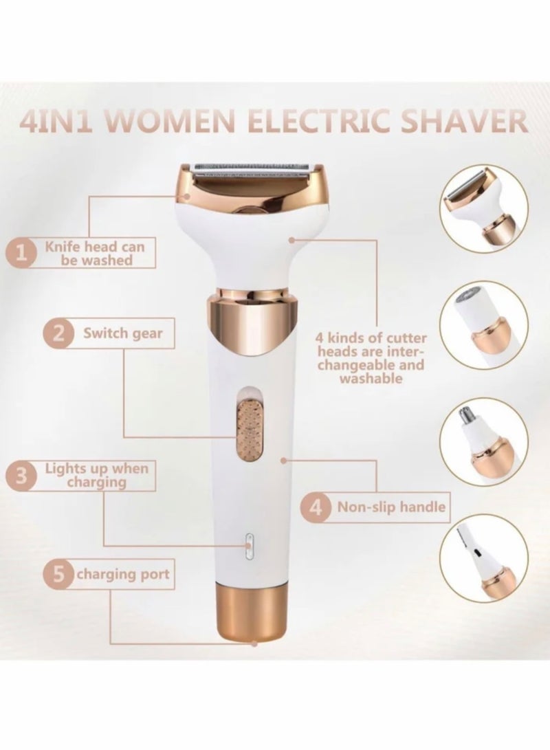 Electric Razor for Women Bikini Trimmer, Women's Shaver Cordless 4 in 1 Wet and Dry, Shaver for face, Legs and underarms, Replaceable Trimmer Head, Micro USB Rechargeable - Image 2
