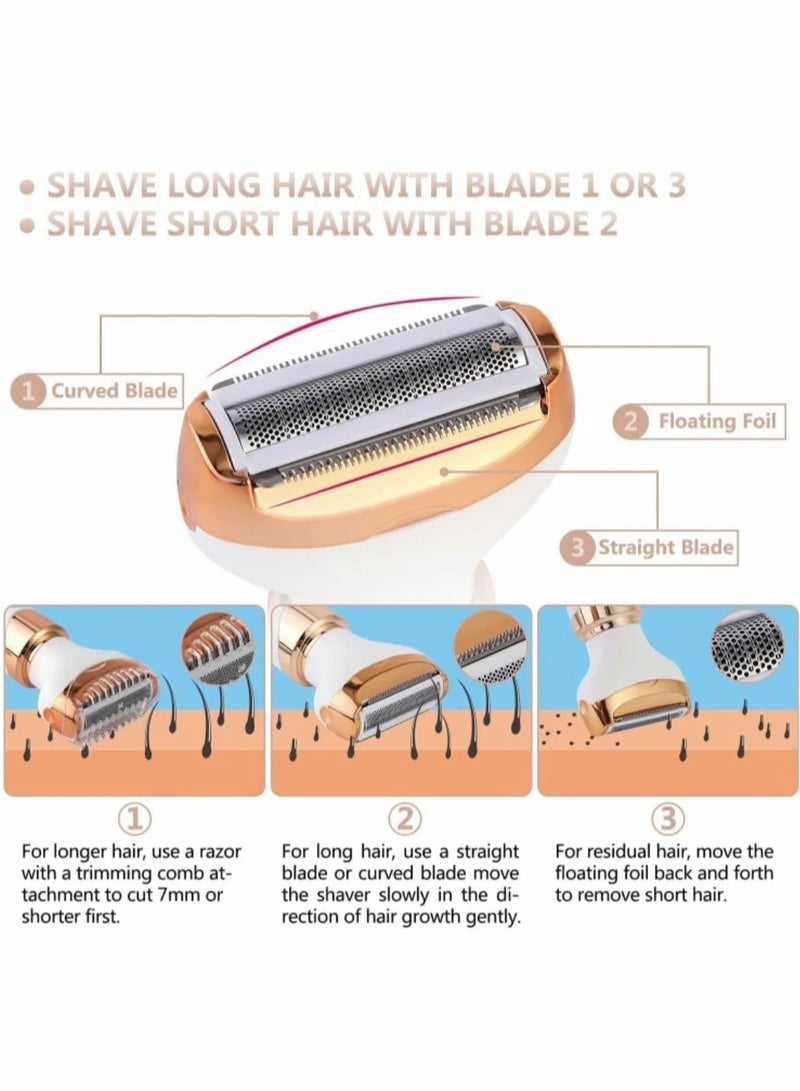 Electric Razor for Women Bikini Trimmer, Women's Shaver Cordless 4 in 1 Wet and Dry, Shaver for face, Legs and underarms, Replaceable Trimmer Head, Micro USB Rechargeable - Image 3