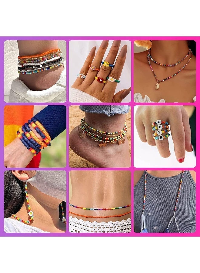 ECVV 25000 PCS Clay Beads Bracelet Making Kit, 24 Styles Fruit Flower Polymer Clay Beads Smiley Face Animals Star Rainbow Polymer Beads for Jewelry Lovers - Image 5