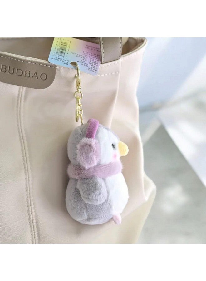 AMYCAUR Pen-guin Keychain for Girls, Accessories Keyring Purse Backpack Car Charms for Kids Gifts, Double Pendant Home Key, Cute Mini Soft Teddy Bear Keychain Keyrings 1pcs (Free Zip Pouch) - Image 3