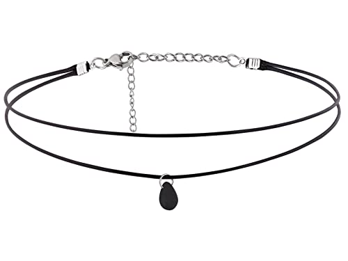 Sacina Goth Boho Hippie Dainty Double Layered Black Choker Necklace, Teardrop Glass Necklace, Halloween Christmas New Year Gift for Women - Image 1