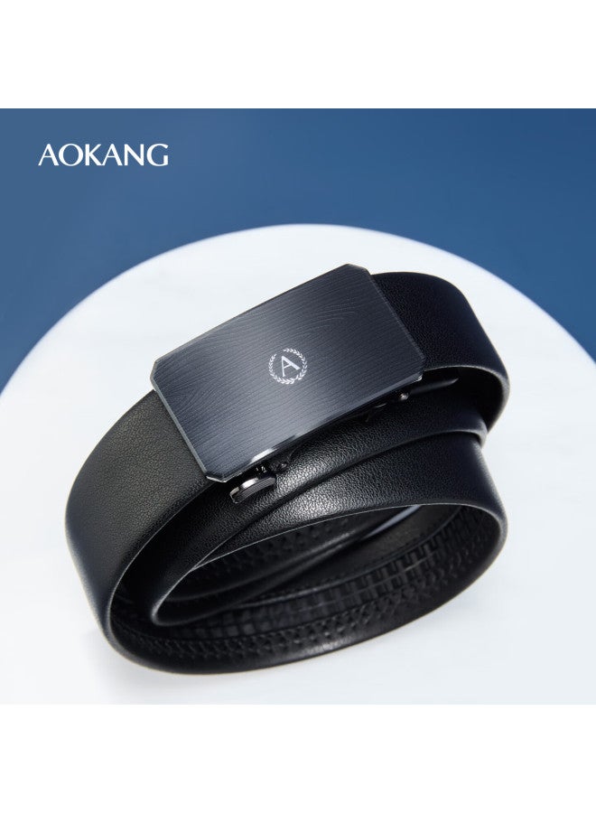 Aokang Men's Leather Belt, Business Automatic Buckle, Cowhide Inner Wear Waistband, Birthday Gift For Boyfriend Or Husband - Image 1