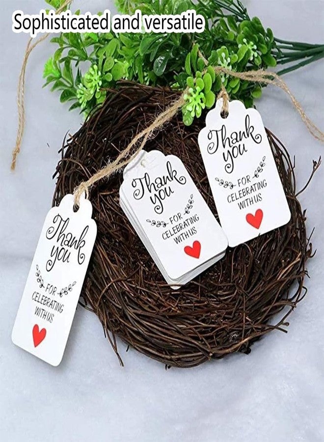 Seilvda 100Pcs Thank You Tags with String - 1.2'' x 2'' Thank You for Celebrating with Us Tags, White Paper Gifts Tag with Hanging String for Party Favors Wedding Bridal Baby Shower Birthday Gift Bags - Image 4