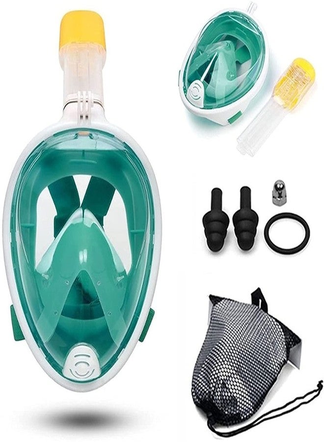 VBM قناع غطس كامل الوجه من VBM - قناع غطس مبتكر - معدات غطس ممتازة للبالغين - قناع غطس بزاوية رؤية بانورامية 180 درجة - قناع غطس مضاد للضباب والتسرب مع حافظة مقاومة للماء (صغير/متوسط) (أخضر) - Image 2