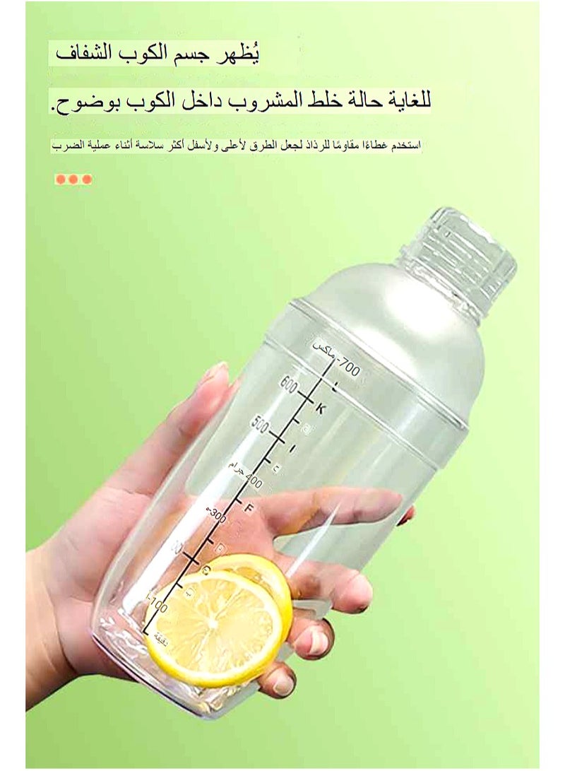 ELIKLIV 700ml Lemon Tea Bottle 5 Piece Set, Plastic Coffee Bottle, Beverage Shaker Cup, Shaker Tool for Iced Coffee Tea Milk Tea - Image 3