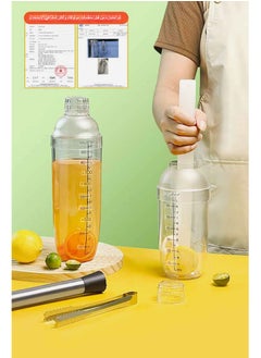 ELIKLIV 700ml Lemon Tea Bottle 5 Piece Set, Plastic Coffee Bottle, Beverage Shaker Cup, Shaker Tool for Iced Coffee Tea Milk Tea  - Image 2