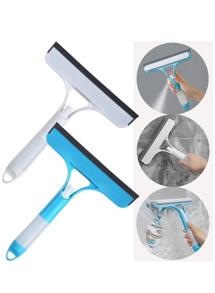 2-piece 3-in-1 Window Cleaning Tool – Spray Bottle, Scrubber & Silicone Squeegee for Glass, Mirrors & Shower Doors - Image 1
