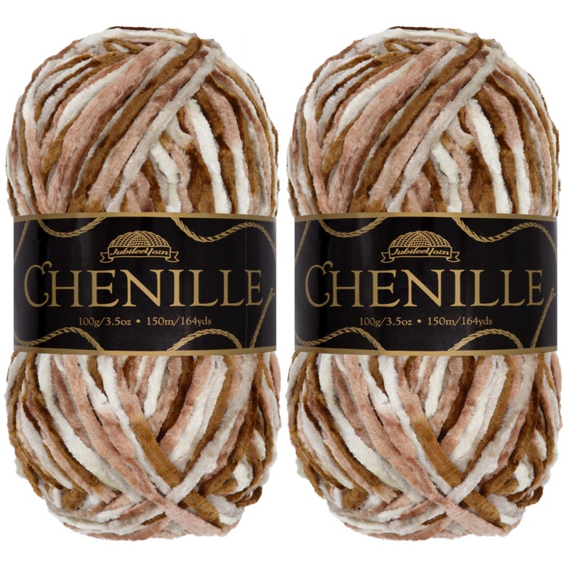 BambooMN JubileeYarn Chenille Yarn 100gSkein Worsted Polyester Lemuria 2 Skeins - Image 3