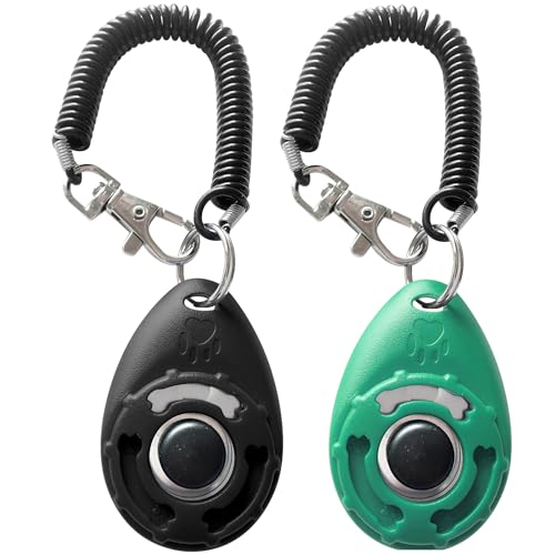 HoAoOo Pet Training Clicker with Wrist Strap - Dog Training Clickers (Black +Bluegreen) - Image 1