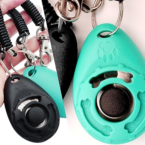 HoAoOo Pet Training Clicker with Wrist Strap - Dog Training Clickers (Black +Bluegreen) - Image 4
