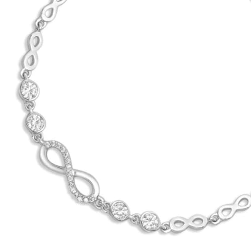 ZAVYA 925 Sterling Silver CZ Beads Infinity Rhodium Plated Bracelet | Gift for Women & Girls | With Certificate of Authenticity & Hallmark - Image 5