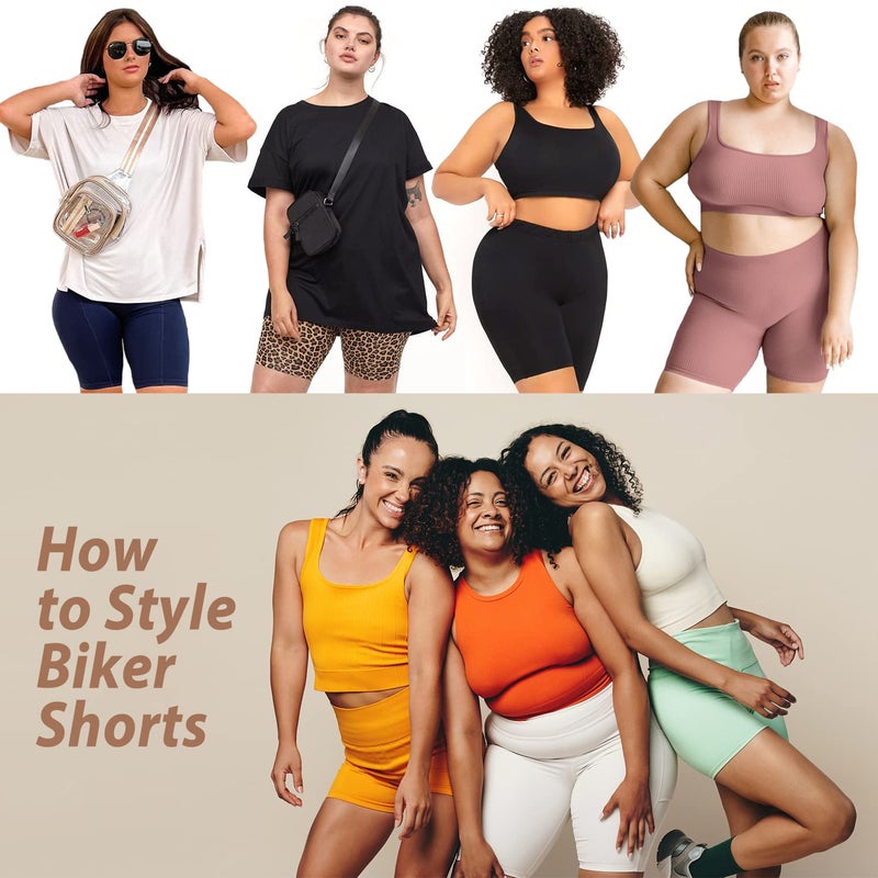Hi Clasmix 3 Pack Plus Size Biker Shorts for Women(1X-4X)-High Waisted Non-See Through Workout Super Soft Black Yoga Shorts(3 Pack Black,3XL) - Image 2
