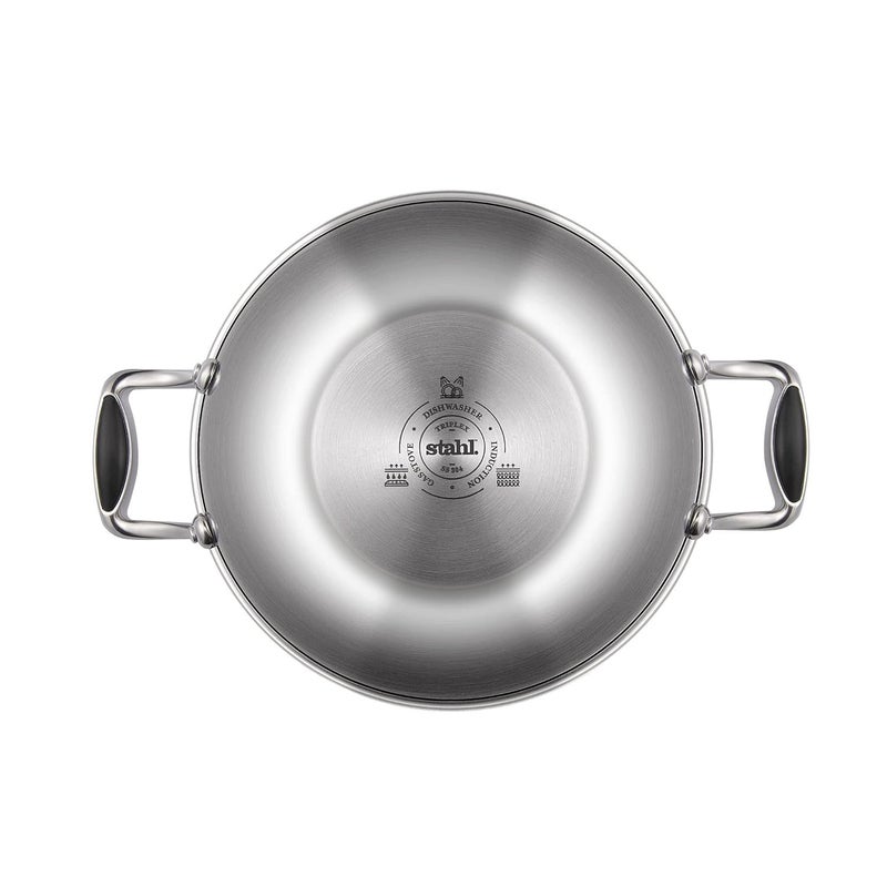 Stahl قدر هجين من الفولاذ المقاوم للصدأ ثلاثي الطبقات مع غطاء 6330 30 سم 51 لتر يخدم 9 أشخاص - Image 4