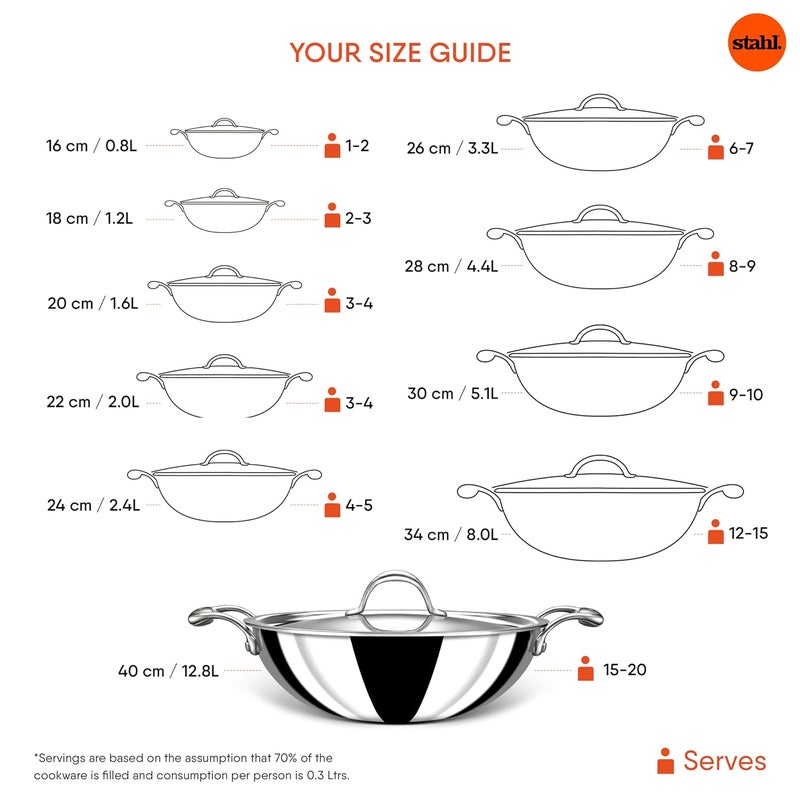 Stahl قدر هجين من الفولاذ المقاوم للصدأ ثلاثي الطبقات مع غطاء 6330 30 سم 51 لتر يخدم 9 أشخاص - Image 3