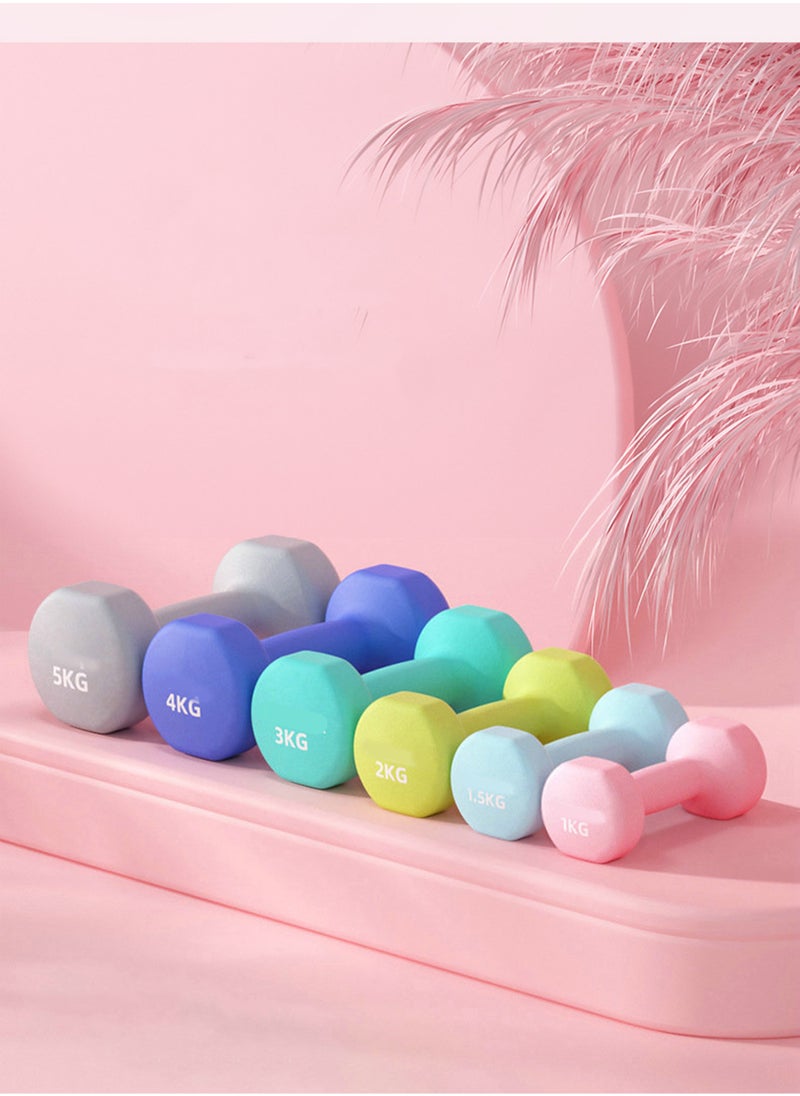 3 Pair of Dumbbell Set Home Yoga Fitness Elliptical Colorful Dumbbell Set with Dumbbell Rack