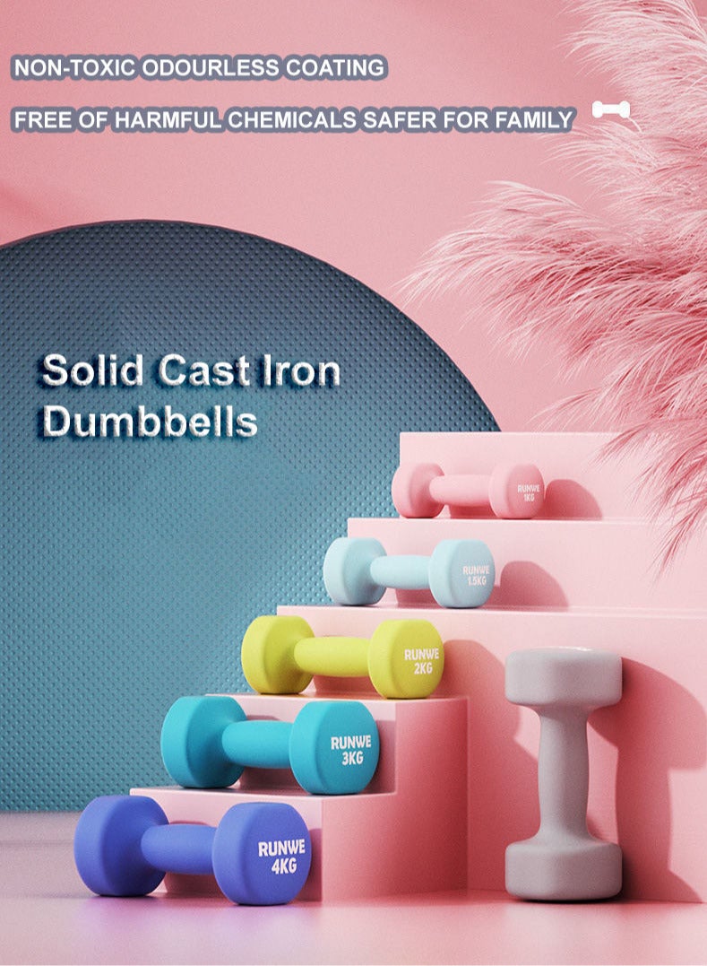 MissTiara 3 Pair of Dumbbell Set Home Yoga Fitness Elliptical Colorful Dumbbell Set with Dumbbell Rack - Image 2