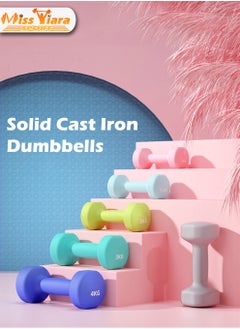 MissTiara 3 Pair of Dumbbell Set Home Yoga Fitness Elliptical Colorful Dumbbell Set with Dumbbell Rack  - Image 2