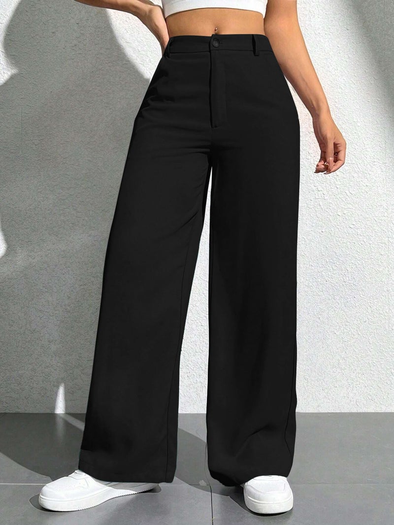 Toochki Trousers for Woman Pants Women's Formal Office Korean | Black Track Pant | Straight | Cotton Spandex Stretchable Trouser | High-Waisted Bottom Wear - Image 4