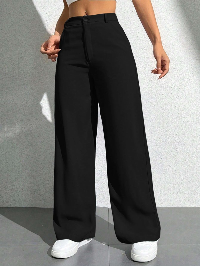 Toochki Trousers for Woman Pants Women's Formal Office Korean | Black Track Pant | Straight | Cotton Spandex Stretchable Trouser | High-Waisted Bottom Wear - Image 3