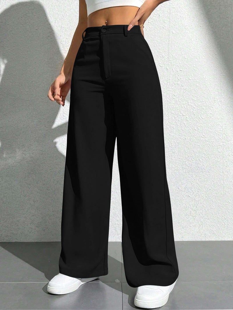 Toochki Trousers for Woman Pants Women's Formal Office Korean | Black Track Pant | Straight | Cotton Spandex Stretchable Trouser | High-Waisted Bottom Wear - Image 5
